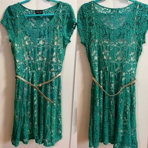 Green laced dress